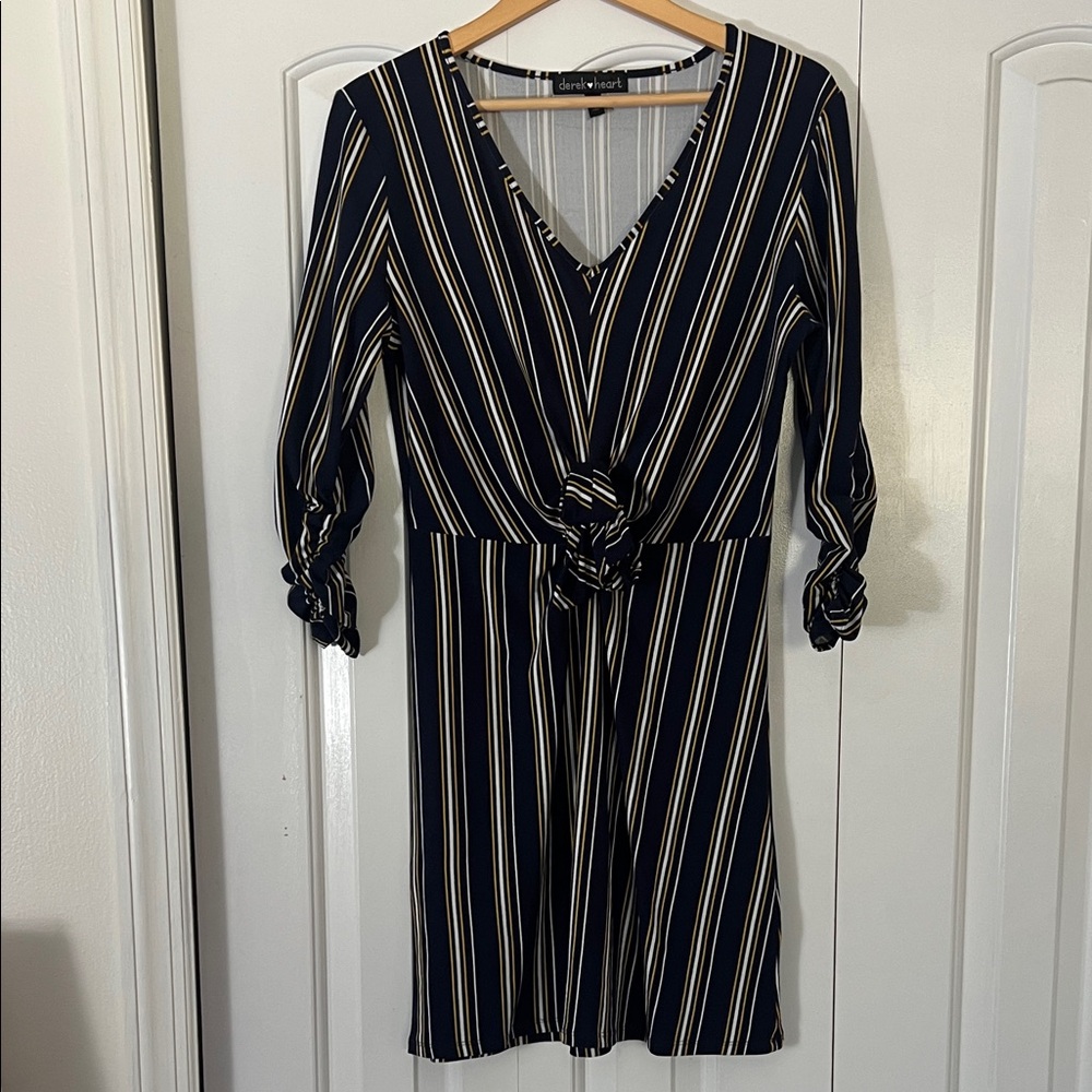 Long Sleeve Navy V-Neck Dress